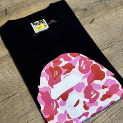 pink&black bape tee
