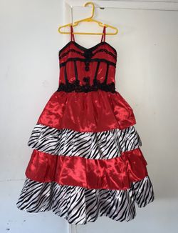 Red & Black Zebra Print Ball gown Dress