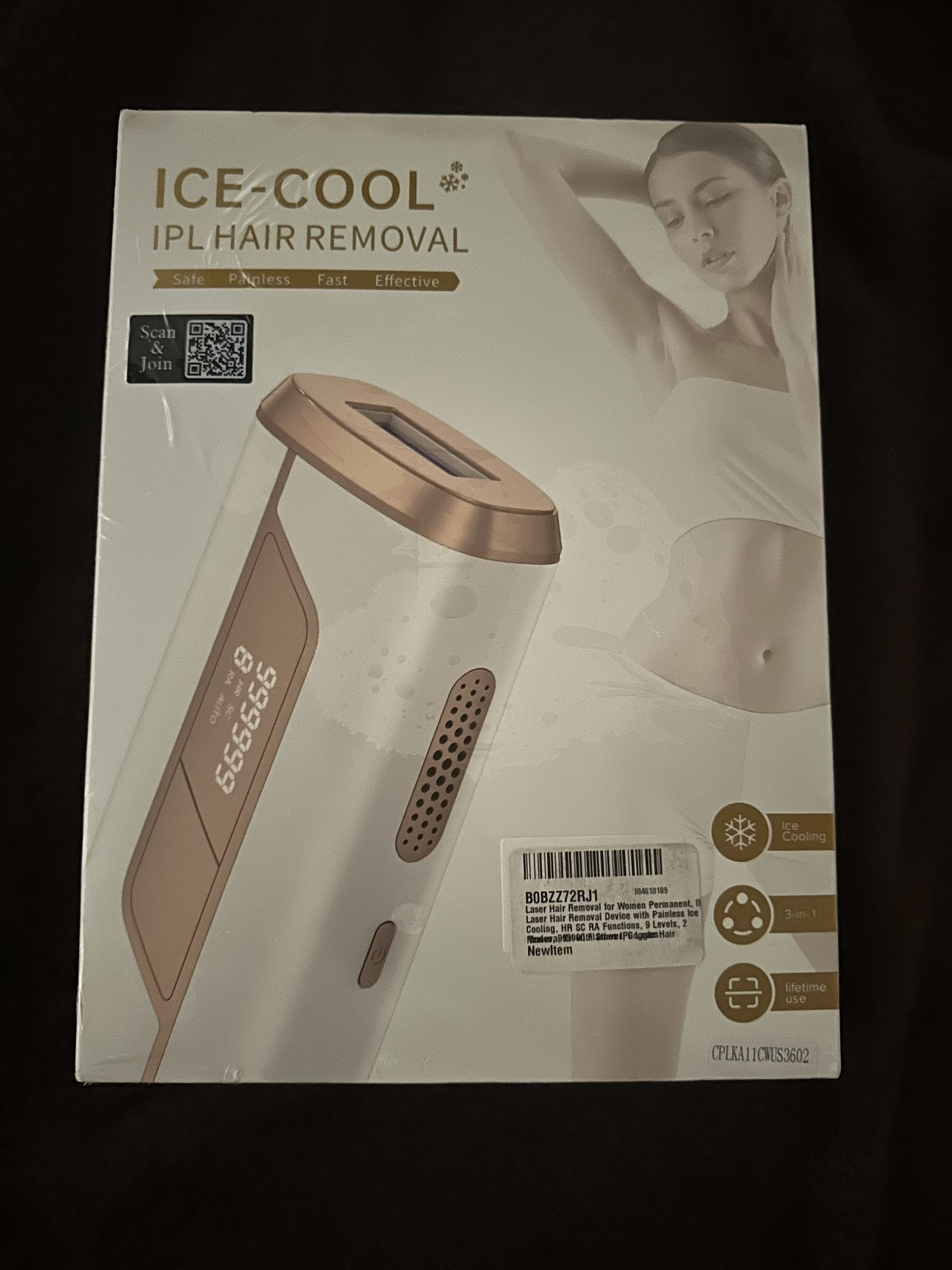Ice+Cool IPL Hair Removal Device for Permanent Hair Reduction