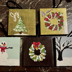 Holiday Themed- Hand Painted Mini Canvases