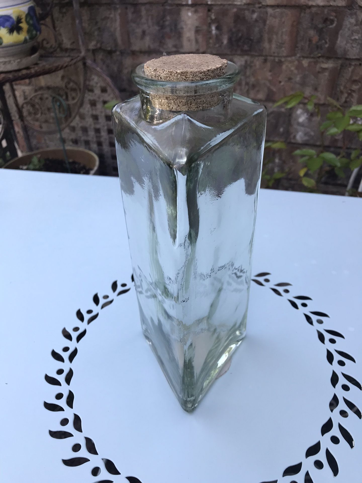 Sea Glass Green Triangular Shaped Bottle
