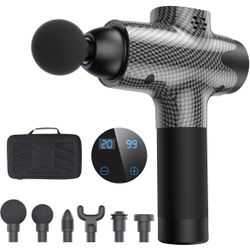  Massage Gun, Deep Tissue Therapy for Athletes, Percussion Body Neck Back Pain Relief, 20 Speed & 6 Heads for Hand Held Massager, Gray