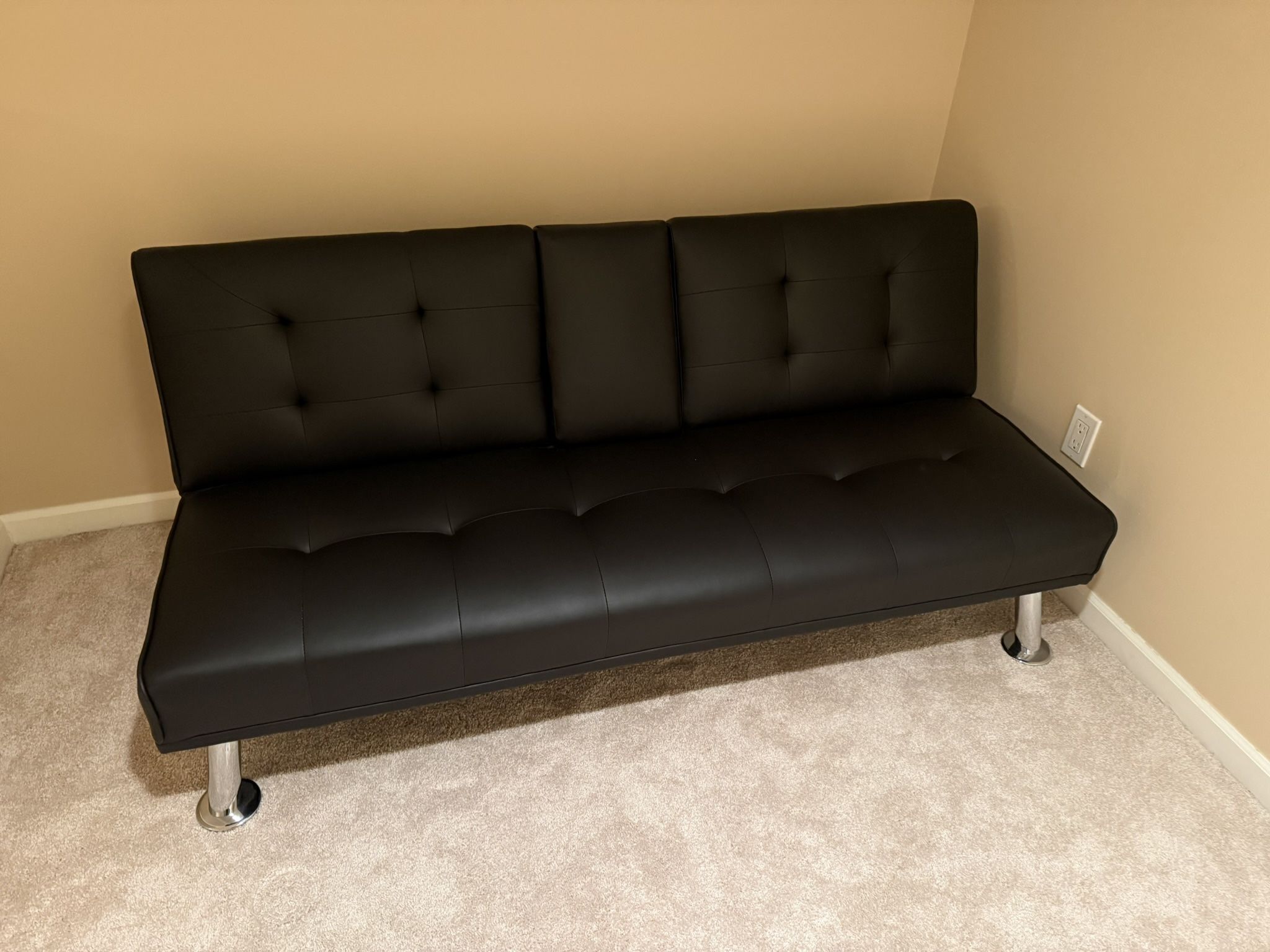 Black Faux Leather Loveseat