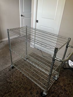 Chrome Wire Shelving Unit on Wheels