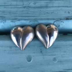 Beautiful Vintage Sterling Silver (.925) Heart Pierced Earrings