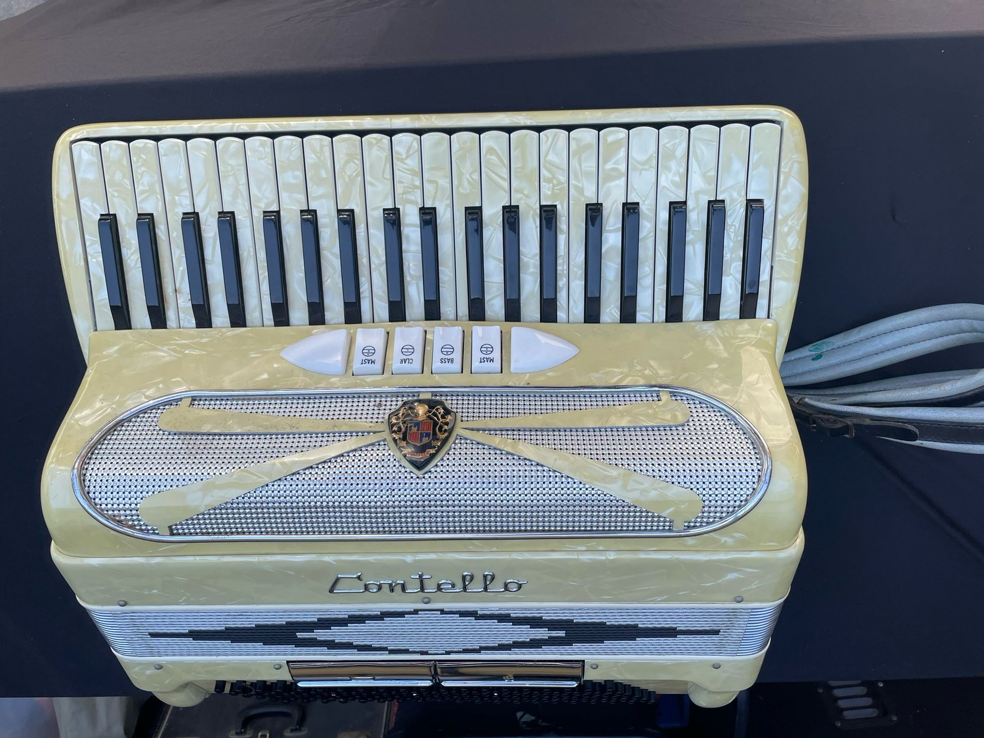 1960s Contello Accordion Ivory Made In Italy In Original Case