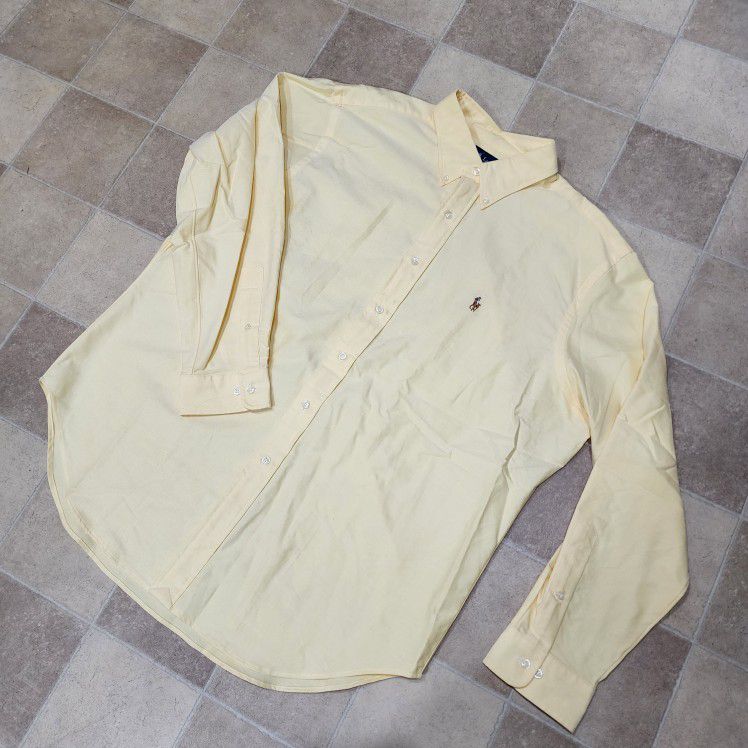 Ralph Lauren men's Classic fit Shirt Yellow Long Sleeve Button Down 17,5  34/35