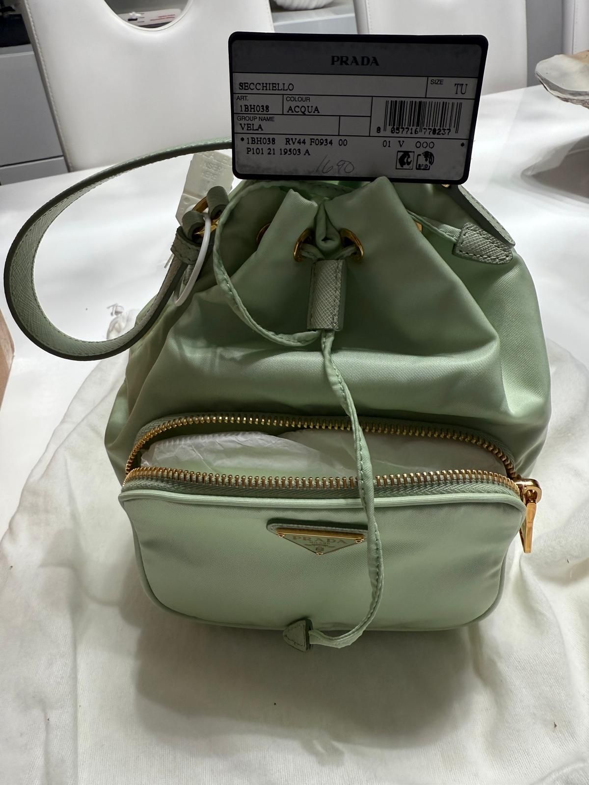 Prada Duet Fabric Shoulder Bag Green