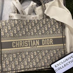  CD Gray Christian Dior Book Tote Bag Purse Women