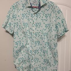 Crown & Ivy Shirt Mens XL Fish All Over Print Camp Casual Button Up