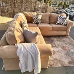 Beige Custom Microfiber 112" by 98" 2pc Sectional Sofa from Macy's