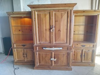 Large solid entertainment center.