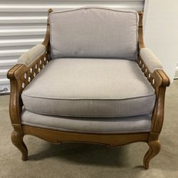 Vintage French Provincial Ladderback Accent Chair with Lattice Sides – 30” Wide