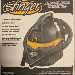 Stinger wet/dry vacuum