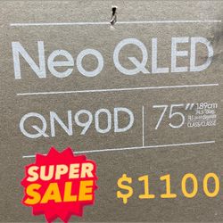 SAMSUNG 75-Inch Class Neo QLED 4K UHD QN90D Series Mini LED Quantum HDR 64x, Object Tracking Sound+ , Ultra Viewing Angle, Smart TV with Alexa Built-I