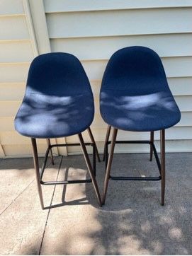 New, Price Firm, Set of 2, Copley Upholstered Counter Height Barstool, Blue - Project 62