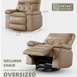 🔥Big Warehouse Sale🔥 Oversized Recliner Chairs with Massage and Heat - 360° Swivel Lazy Rocking Chair 