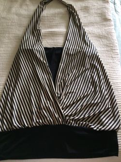 Sz. Large Cream/Black Stripe Halter Style Top