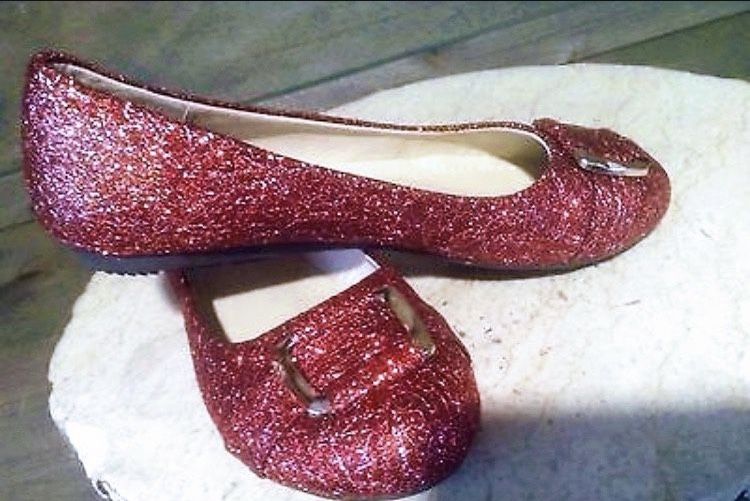 WOMENS /Young RED SPARKLING FLATS