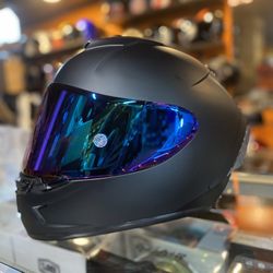 Motorcycle Flat Black Helmet New Dot $160 With Color Visor 