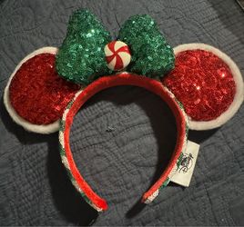 Disney Minnie Mouse Christmas Sequin Ear Official Headband