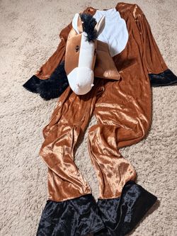 Adult brown Horse Halloween Costume Full Body Suit with Mask