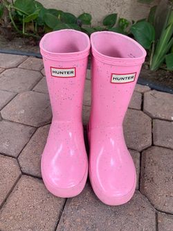 Hunter Kids Pink Glitter Rain Boots