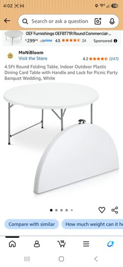 Monibloom 4.5Ft Round Folding Table