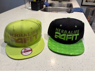Herbalife 24FIT Snapback Hat Lot - New Era 9FIFTY Lime Green & Black Caps