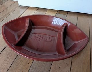 football shaped chip or snack serving plastic tray
