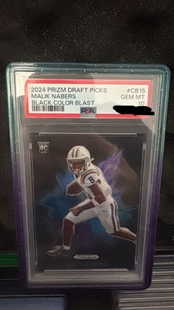 Malik Nabers 2024 Prizm Draft Picks Black Color Blast RC PSA 10