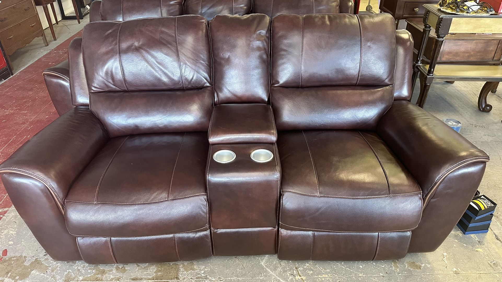 Electric Reclining Leather Loveseat