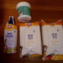 Dog/Cat Pet Wipes/Odor Control Spray & SmileDent Dog/Cat Dental Care Bundle