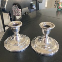 Silver Vintage Candle Holders Pair