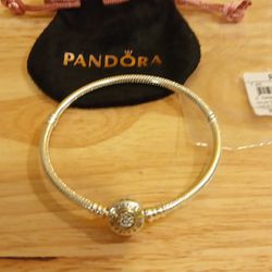Pandora Brand New Authentic Sterling Silver 2 Sided  Beautiful Charm With Pouch 