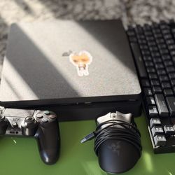 PS4 Slim Bundle w/ Controller + Gaming Keyboard & Razer Mouse – Ready to Play 