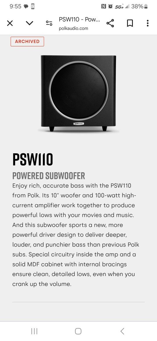 Polk Audio Powered Subwooferqq