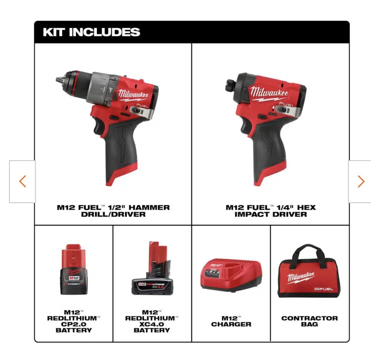 M12 FUEL 12-Volt Lithium-Ion Brushless Cordless Hammer Drill and Impact Driver Combo Kit w/2 Batteries and Bag (2-Tool)