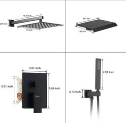BWE Single Handle Shower & Tub Faucet with 10" Raincan & Handshower in Matte Black (Valve Included)