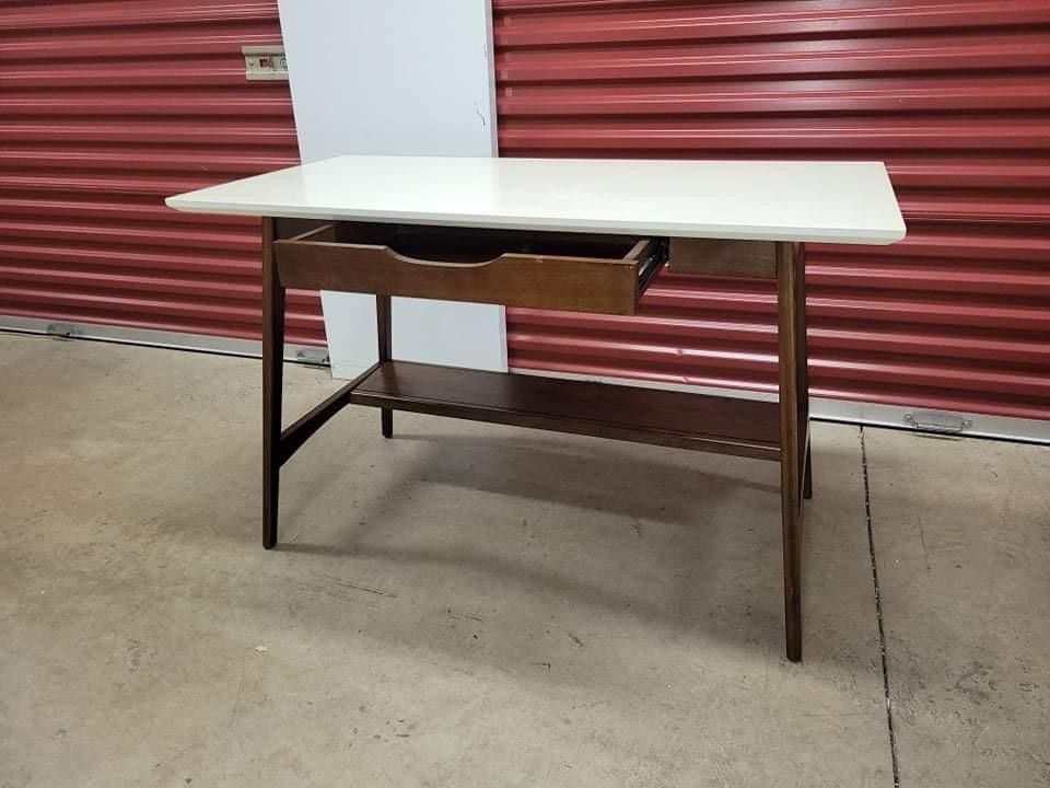 Madison Park Avalon Solid Wood Mid-Century Desk Off White