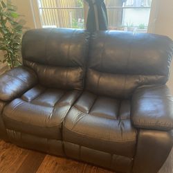Leather 3 Seater And 2 Seater Recliner 
