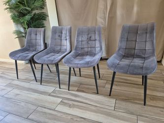 4 Velvet chairs grey Exelent Condition
