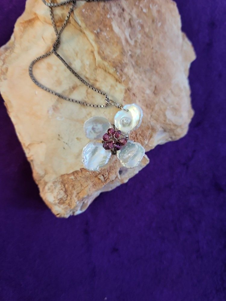 Hand Wrapped Dogwood Pendant