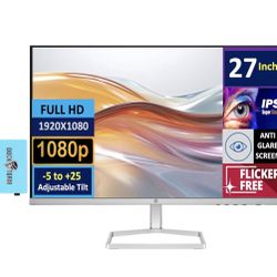 HP 527sw Monitor (Replaces Model m27fw) with 75Hz IPS, 27 inch FHD, Anti-Glare,Flicker-Free, 300 nits Display, Adjustable tilt,1 VGA, 2 HDMI, 99% sRGB
