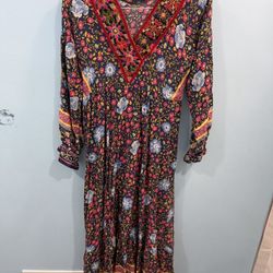 Floral Print Long Sleeve Dress size M