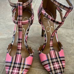 Pink Plaid Heels 