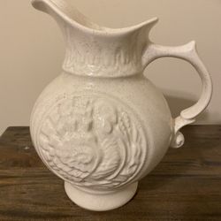 McCoy Pottery Embossed Turkey Gold Speck Flake Pitcher Cream