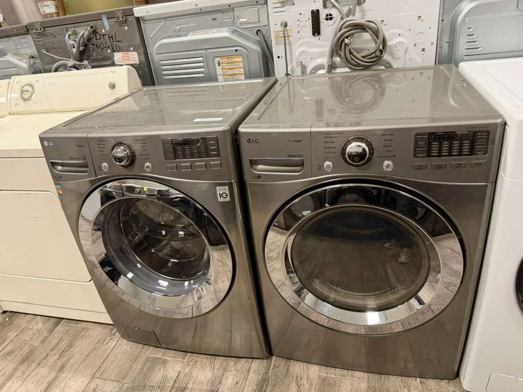 LG stainless steel frontload washer and dryer set electric with warranty