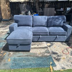 Sofá Cama Azul Con Storage 