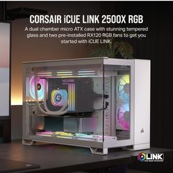 CORSAIR iCUE LINK 2500X RGB Small-Tower mATX Dual Chamber PC Case – Panoramic Tempered Glass – Reverse Connection Motherboard Compatible – 2x CORSAIR 